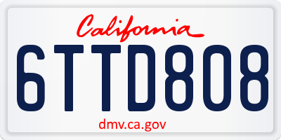 CA license plate 6TTD808