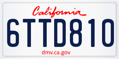 CA license plate 6TTD810