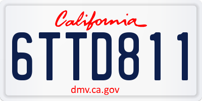 CA license plate 6TTD811
