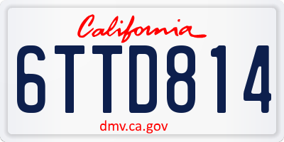 CA license plate 6TTD814
