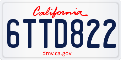 CA license plate 6TTD822