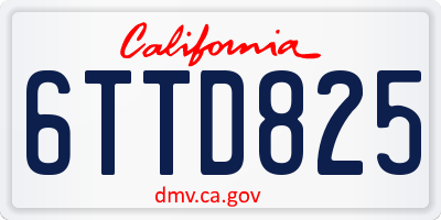 CA license plate 6TTD825