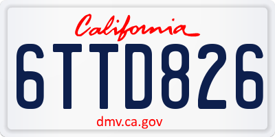 CA license plate 6TTD826