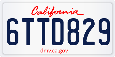 CA license plate 6TTD829