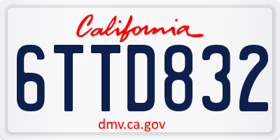 CA license plate 6TTD832