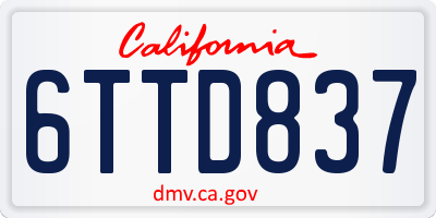 CA license plate 6TTD837