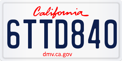 CA license plate 6TTD840