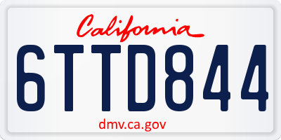 CA license plate 6TTD844