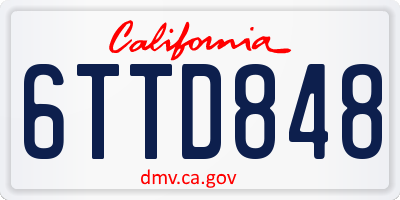 CA license plate 6TTD848