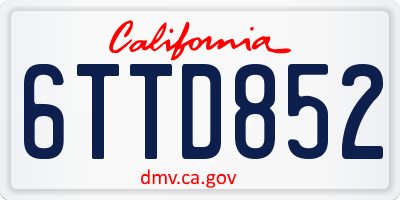 CA license plate 6TTD852