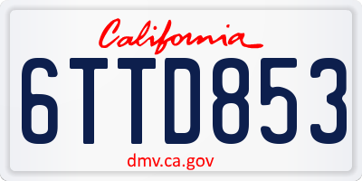 CA license plate 6TTD853