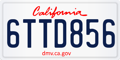 CA license plate 6TTD856