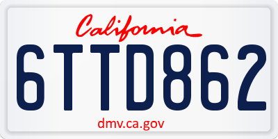 CA license plate 6TTD862