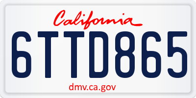 CA license plate 6TTD865