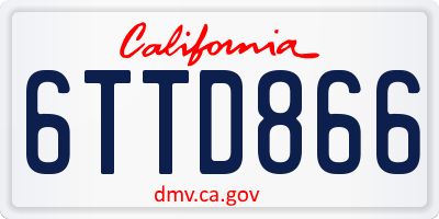 CA license plate 6TTD866