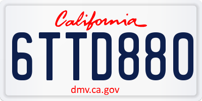 CA license plate 6TTD880