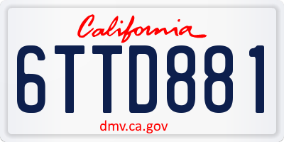 CA license plate 6TTD881