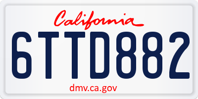 CA license plate 6TTD882