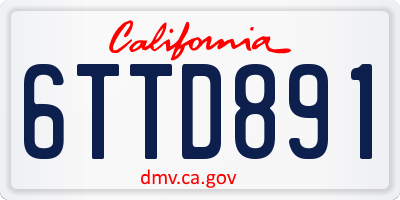 CA license plate 6TTD891
