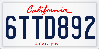 CA license plate 6TTD892