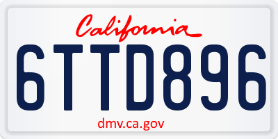 CA license plate 6TTD896