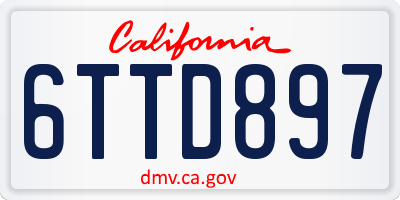 CA license plate 6TTD897