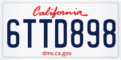 CA license plate 6TTD898