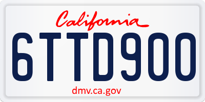CA license plate 6TTD900