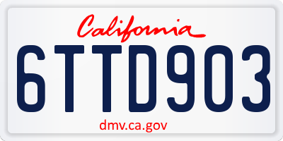 CA license plate 6TTD903