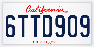 CA license plate 6TTD909