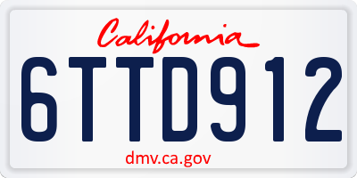 CA license plate 6TTD912