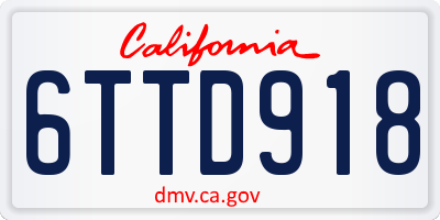 CA license plate 6TTD918