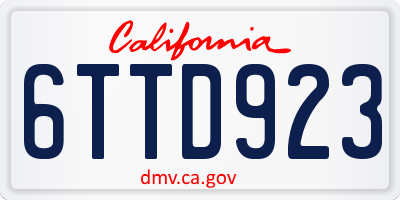 CA license plate 6TTD923