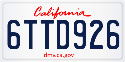 CA license plate 6TTD926