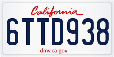 CA license plate 6TTD938
