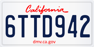 CA license plate 6TTD942