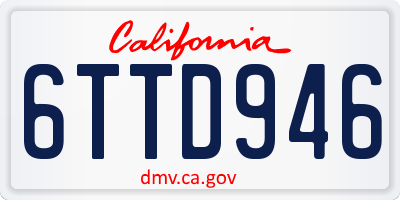 CA license plate 6TTD946