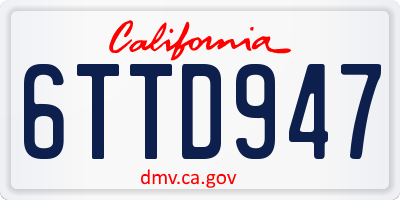 CA license plate 6TTD947