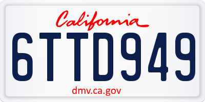 CA license plate 6TTD949