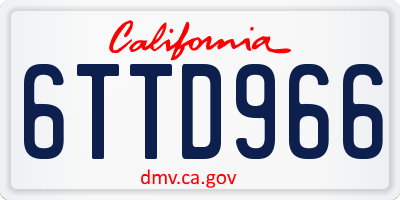 CA license plate 6TTD966