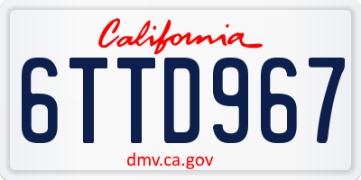 CA license plate 6TTD967