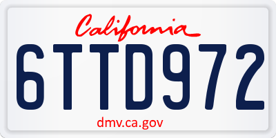 CA license plate 6TTD972