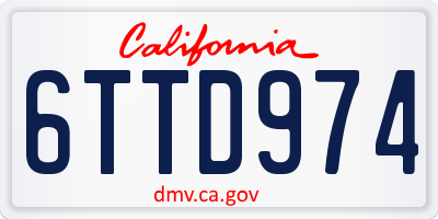 CA license plate 6TTD974