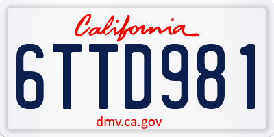 CA license plate 6TTD981