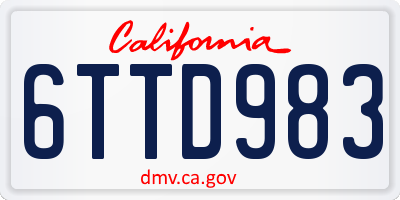 CA license plate 6TTD983