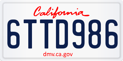 CA license plate 6TTD986