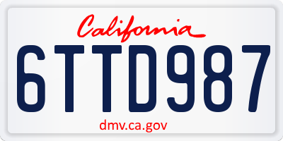 CA license plate 6TTD987