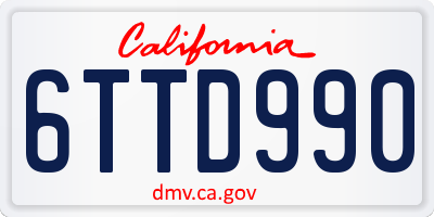 CA license plate 6TTD990