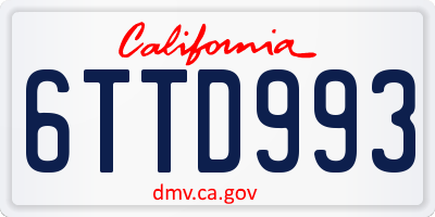 CA license plate 6TTD993