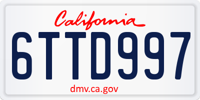 CA license plate 6TTD997